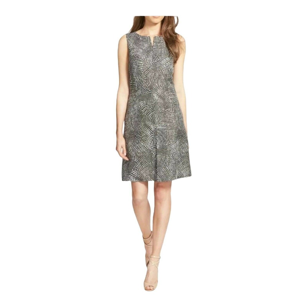 NORDSTORM COLLECTION Print Silk & Linen A-Line Dress Size 4